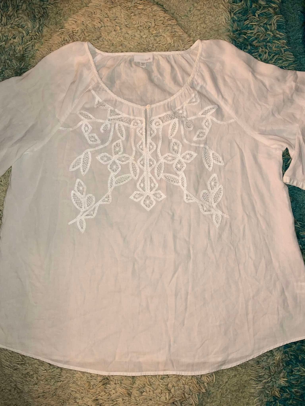 J. Jill embroidered linen-blend tunic blouse XL